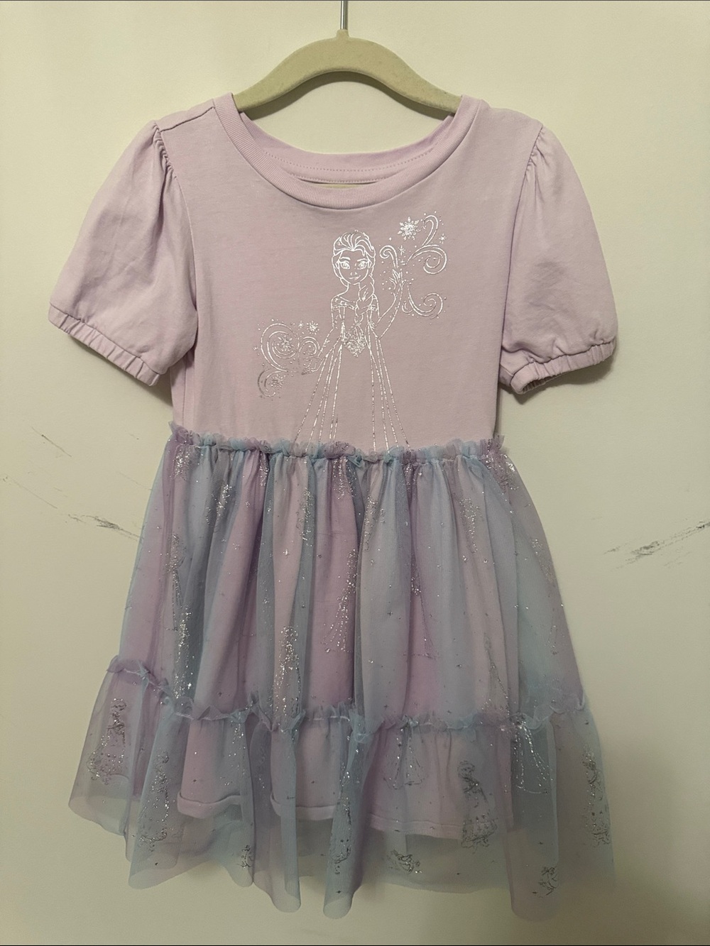 Frozen Elsa Lilac Glitter Tulle Skirt Kids Dress-4